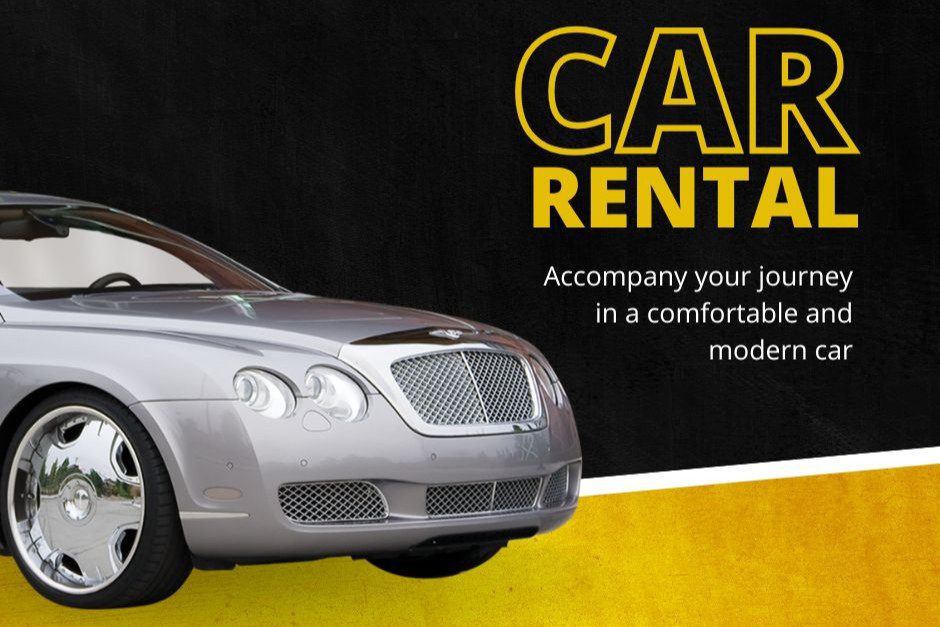 Black and Yellow Minimalist Car Rental Facebook Post - 1